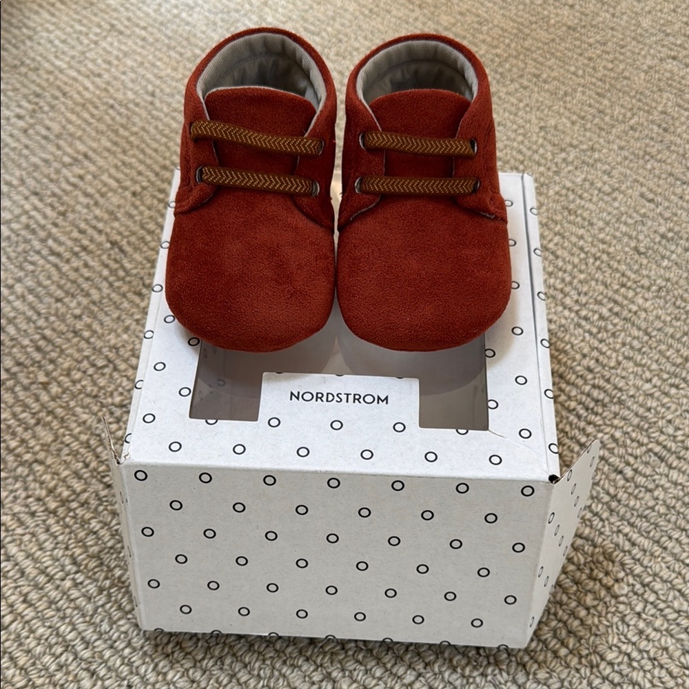 Nordstrom Red Baby Walker Shoes Suede Chukka